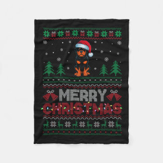 Rottweiler Dog Lovers Santa Hat Christmas Tree Lig Fleece Blanket
