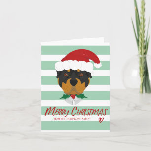 Rottweiler Dog Merry Christmas Holiday Greeting Card