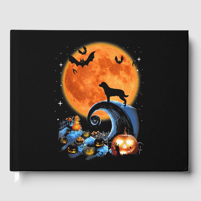 rottweiler dog moon pumpkin halloween costume gift guest book (Front)