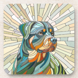Rottweiler dog - mosaic art coaster