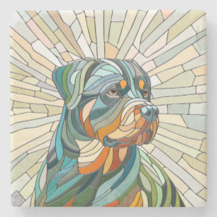 Rottweiler dog - mosaic art stone coaster