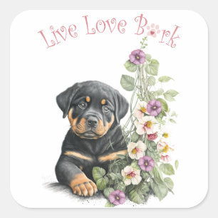 Rottweiler Dog Mum Floral Square Sticker