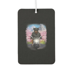 rottweiler dog on motorcycle tour japanese sakura car air freshener