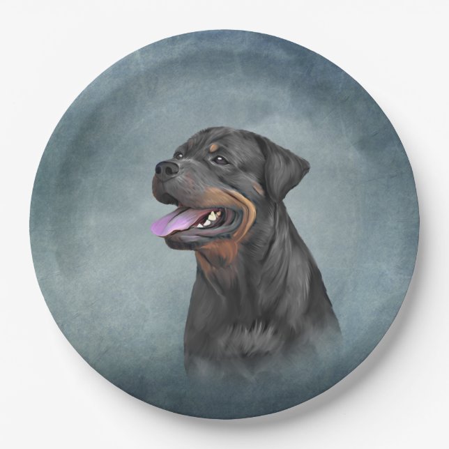 Rottweiler dog paper plate (Front)