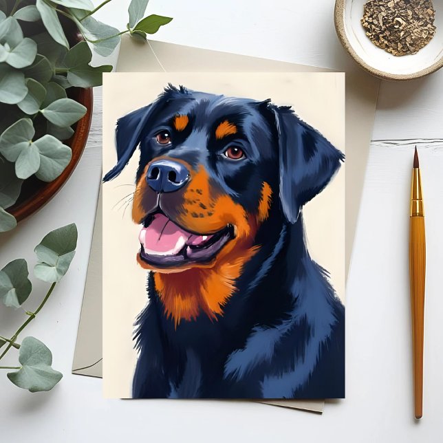 Rottweiler Dog Pet Painting Postcard (Creator Uploaded)