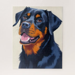 Rottweiler Dog Pet Painting Watercolor Jigsaw Puzzle