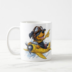 Rottweiler Dog Pilot Aeroplane Coffee Mug