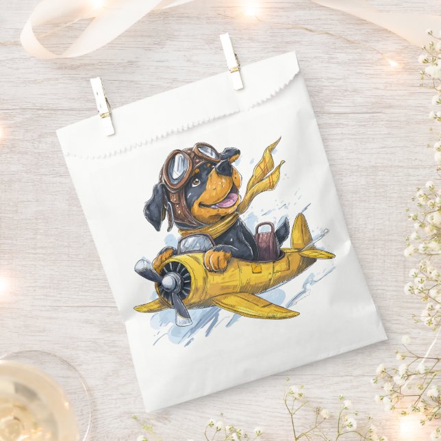 Rottweiler Dog Pilot Aeroplane Favour Bags (Clipped)