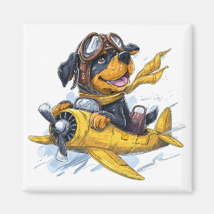 Rottweiler Dog Pilot Aeroplane Magnet