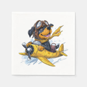Rottweiler Dog Pilot Aeroplane Napkin
