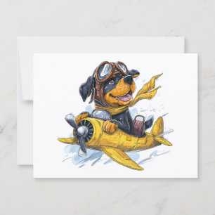 Rottweiler Dog Pilot Aeroplane Postcard