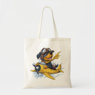 Rottweiler Dog Pilot Aeroplane Tote Bag