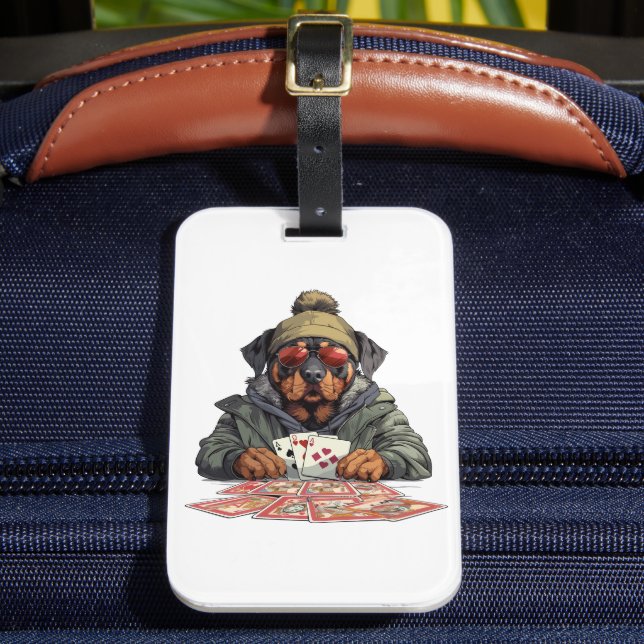 Rottweiler Dog Playing Cards Luggage Tag (Front Insitu 2)