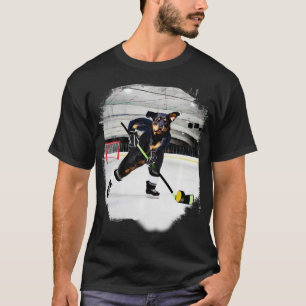 Rottweiler Dog Playing Ice Hockey T-Shirt