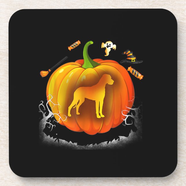 rottweiler dog pumpkin costume halloween coaster (Front)