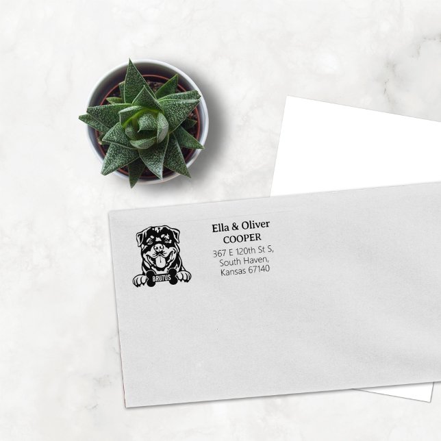 Rottweiler Dog Return Address Rubber Stamp (Creator Uploaded)