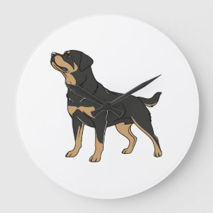 Rottweiler Dog, Rottweiler Dog Standing Large Clock