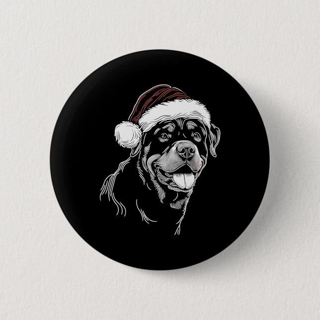 Rottweiler Dog Santa Hat Christmas Xmas Pajama  6 Cm Round Badge (Front)