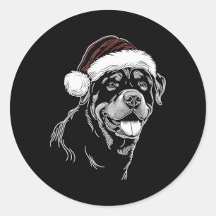Rottweiler Dog Santa Hat Christmas Xmas Pajama Classic Round Sticker