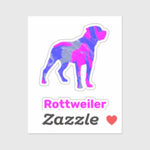 Rottweiler Dog Silhouette Hot Pink & Blue Sticker