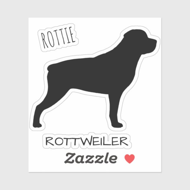 Rottweiler Dog Silhouette Profile Vinyl Sticker (Sheet)
