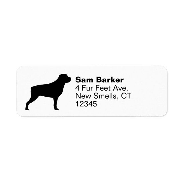 Rottweiler Dog Silhouette Return Address (Front)