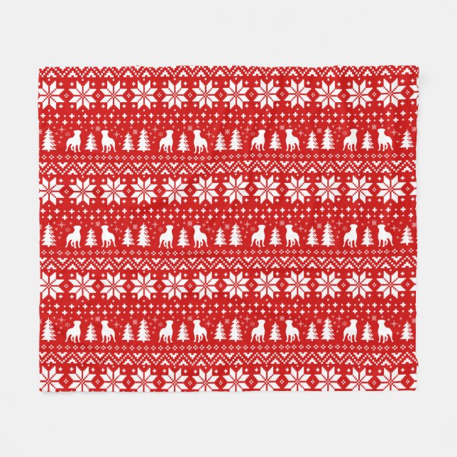 Rottweiler Dog Silhouettes Cute Christmas Holiday Fleece Blanket (Front (Horizontal))