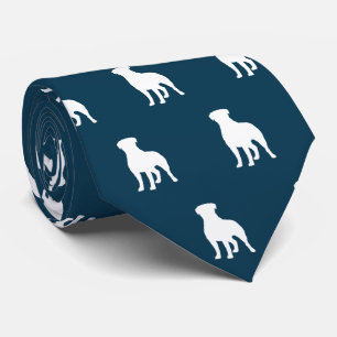 Rottweiler Dog Silhouettes Pattern Blue and White Tie