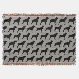 Rottweiler Dog Silhouettes Pattern Grey and Black Throw Blanket