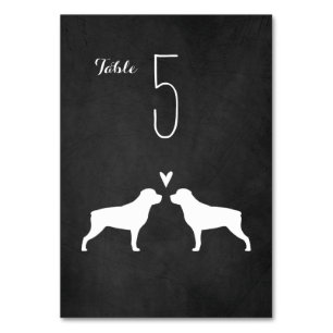Rottweiler Dog Silhouettes Wedding Reception Table Number
