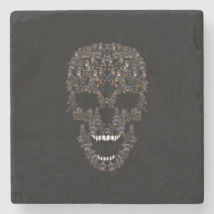 rottweiler dog skull  halloween costume dog lovers stone coaster