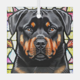 Rottweiler Dog "Stained Glass"  Glass Tree Decoration
