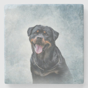 Rottweiler dog stone coaster