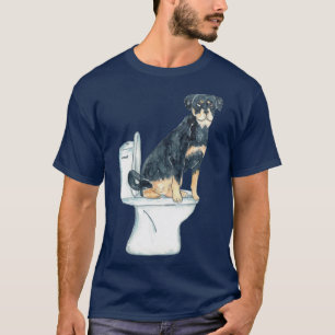 Rottweiler dog toilet Painting 1 T-Shirt