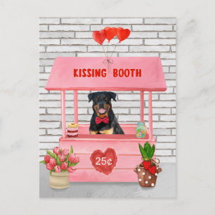 Rottweiler Dog Valentine's Day Kissing Booth Postcard