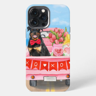 Rottweiler Dog Valentine's Day Truck Hearts iPhone 13 Pro Max Case