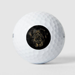 Rottweiler Dog Vintage Portrait Rottie Design Golf Balls