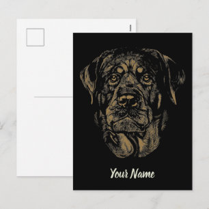 Rottweiler Dog Vintage Portrait Rottie Design Holiday Postcard