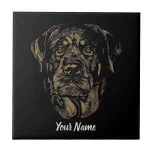 Rottweiler Dog Vintage Portrait Rottie Design Tile