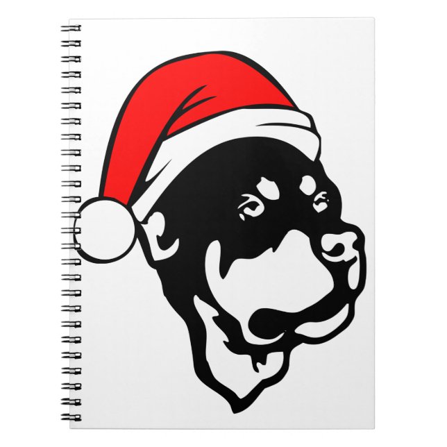 Rottweiler Dog wearing Red Christmas Santa Hat Spiral Notebook (Front)