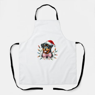 Rottweiler Dog With Coquette Bow Christmas Matchin Apron