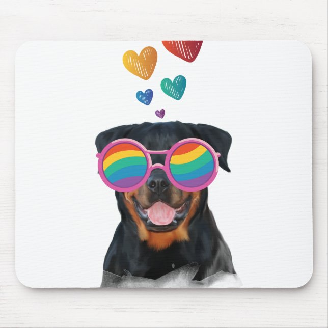 Rottweiler Dog with Hearts Valentine's Day  Mouse Pad (Front)