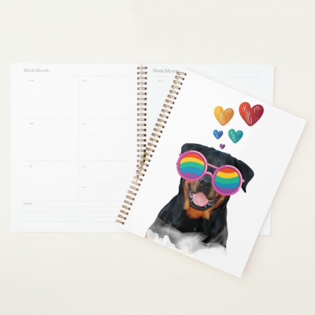 Rottweiler Dog with Hearts Valentine's Day  Planner (Display)