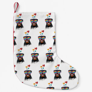 Rottweiler Dog with Hearts Valentine's Day Small Christmas Stocking
