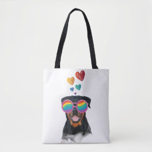 Rottweiler Dog with Hearts Valentine's Day Tote Bag