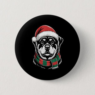 Rottweiler Dog Xmas Santa Hat Scarf Christmas Cost 6 Cm Round Badge
