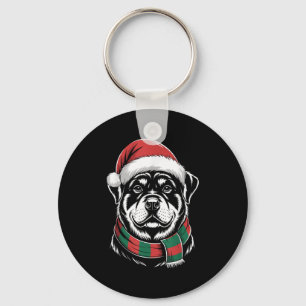 Rottweiler Dog Xmas Santa Hat Scarf Christmas Cost Key Ring