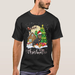 Rottweiler Dog Xmas Tree Lighting Rottweiler Chris T-Shirt