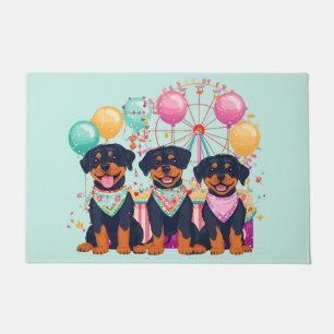 Rottweiler Dogs At A Carnival  Doormat