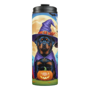 Rottweiler Dogs Pumpkin Halloween Funny  Thermal Tumbler